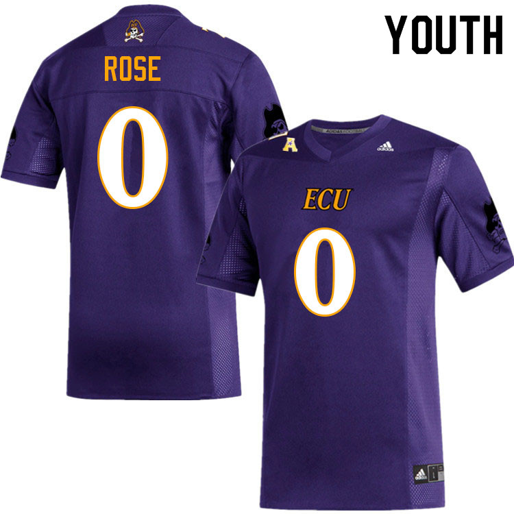 Youth #0 Ray Rose ECU Pirates College Football Jerseys Sale-Purple - Click Image to Close